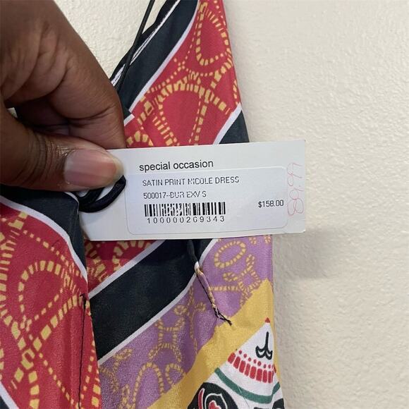 Pookie & Sebastian Satin Print Nicole Dress Women's S Multicolor Formal - Picture 5 of 9